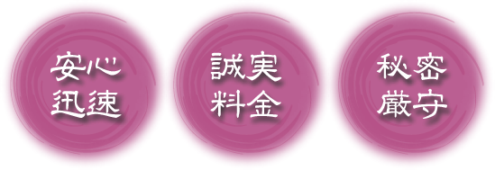 安心・迅速・誠実・料金・秘密厳守